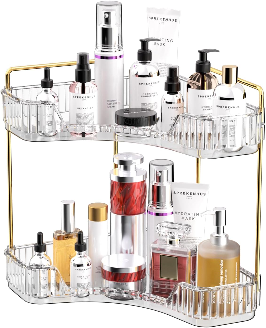 2-Tier Clear Bathroom Organize - Luxury Gold Skincare recension och pris