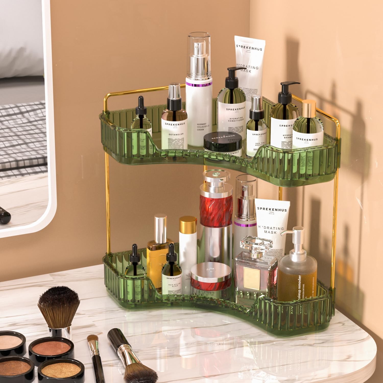 2-Tier Clear Bathroom Organize - Luxury Gold Skincare recension och pris