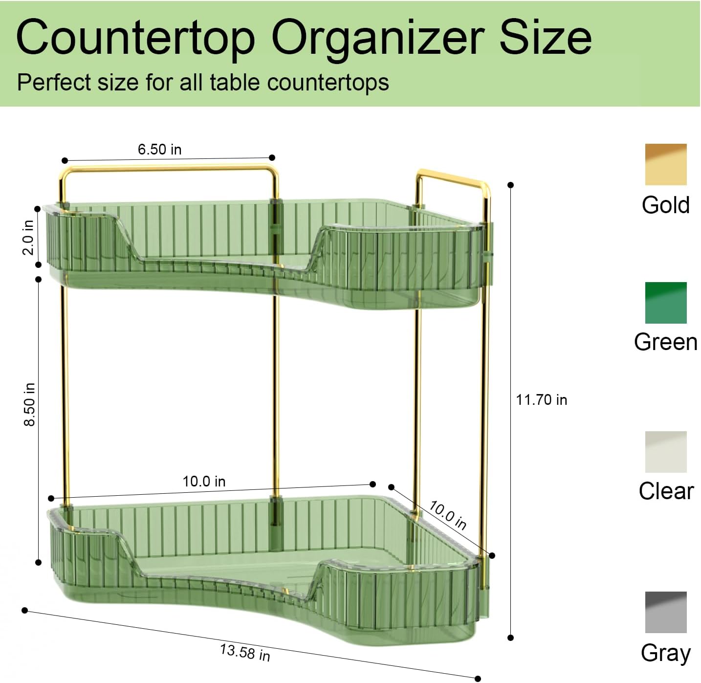 2-Tier Clear Bathroom Organize - Luxury Gold Skincare recension och pris
